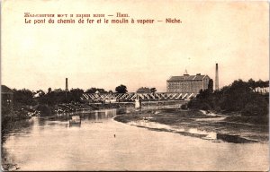 Serbia Nis The Railway Bridge and the Niche Steam Mill Niš Vintage Postcard C017