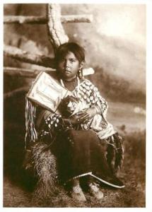 Crow Girl with Doll Fort Custer MT 1878 Modern Postcard