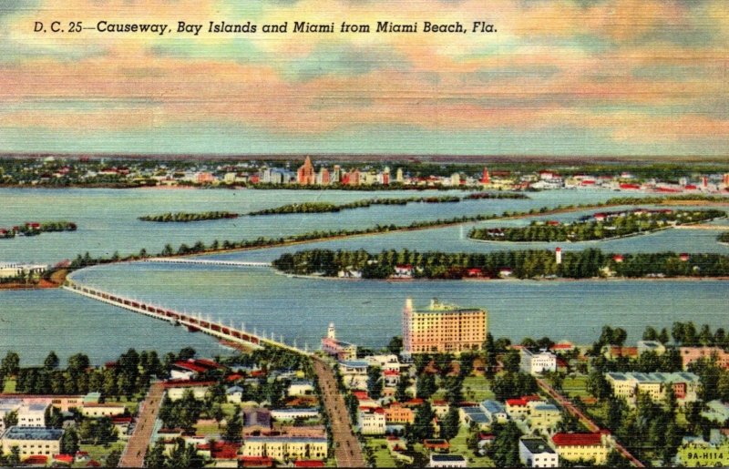 Florida Miami Causeway and Bay Islands From Miami Beach Curteich