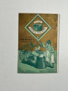 Victorian Trade Card Granite Iron Ware Boy Falling off Bicycle Into Pot