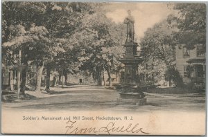 HACKETTSTOWN NJ SOLDIER'S MONUMENT & MILL STREET ANTIQUE POSTCARD