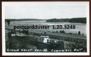 3248 - CORNWALL Ont 1940s Longue Sault Rapids. Cargo Ship. Real Photo Postcard