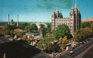 Vintage Postcard 1957 Temple Square Tabernacle Mormon Church Salt Lake City Utah