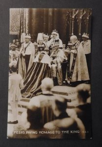 Mint Royalty Coronation Souvenir Postcard Peers Paying Homage to the King RPPC