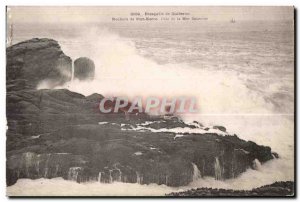 Old Postcard Presqu island of Quiberon Rocks Port Kerne Sea Coast Wild