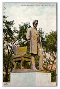 Lincoln Monument Statue Lincoln Park Chicago Illinois IL DB Postcard W7