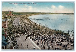 1907 Sunday Afternoon Crowd Bathing At Revere Beach Massachusetts MA Postcard