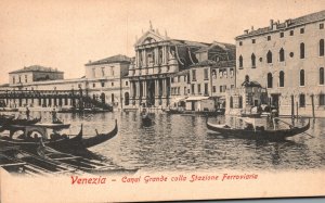 Vintage Postcard Venezia Canal Grande Colla Stazione Ferroviaria Venice Italy