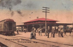 Okauchee Wisconsin Train Station Vintage Postcard AA36734