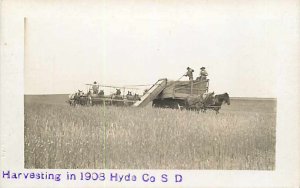 3 Postcards, Hyde County, South Dakota, RPPC, Farmer Harvesting Combine,Thresher