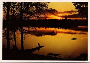 Sunset Nukko Lake near Prince George BC Continental Postcard C10 *as is