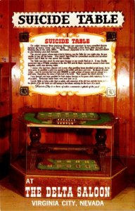 Virginia, NV Nevada  SUICIDE TABLE~GAMBLING  Delta Saloon Casino CHROME Postcard