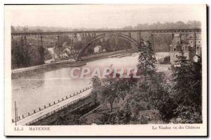 Old Postcard Mayenne viadue the view of Chateau