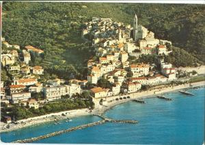 Italy, Riviera dei Fiori, Cervo Ligure, Panorama aereo, 1985 used Postcard