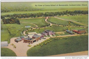 Illinois Lockport-Joliet Air View Of Lewis School Of Aeronautics  Curteich