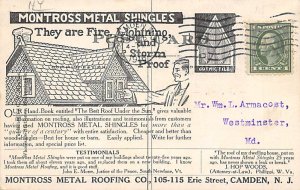 Montross Metal Shingles Camden, NJ, USA Advertising Unused 