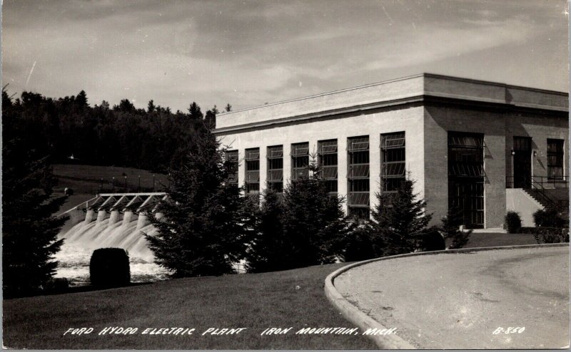 Real Photo Postcard Ford Hydro Electric Plant in Iron Mountain, Michigan~138855