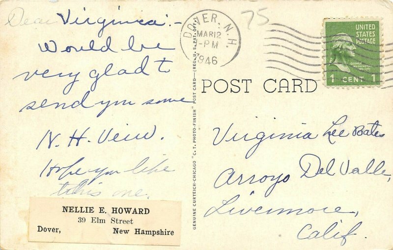 Dover New Hampshire 1946 Postcard Post Office