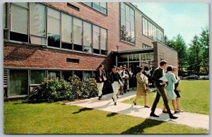 Westfield Massachusetts 1960s Postcard Bates Hall State College Students