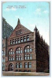 1912 Chicago Club Michigan Ave. Van Buren St. Exterior Chicago Illinois Postcard