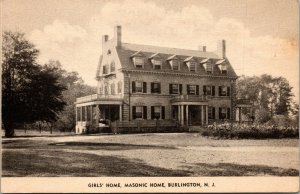 Vtg Burlington New Jersey NJ Masonic Home Girls Home Postcard