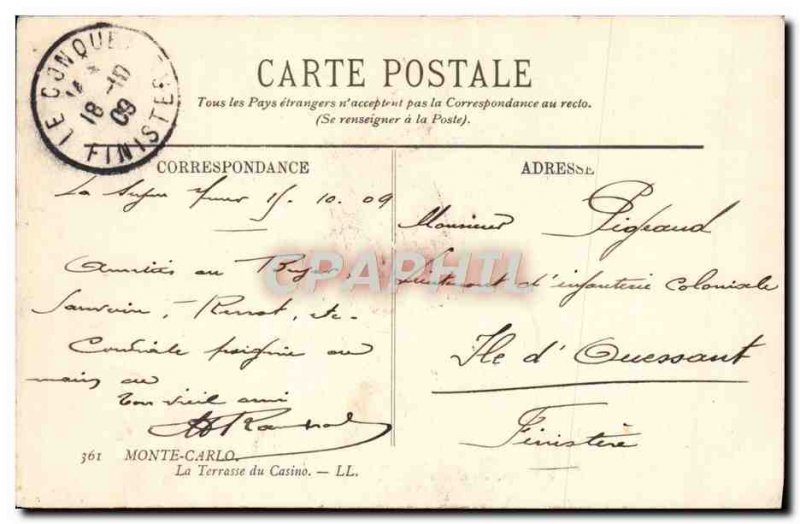 Old Postcard Monte Carlo Monaco