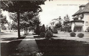 Vtg Scene Around Westfield NJ Street View Residential Homes 1940s Postcard