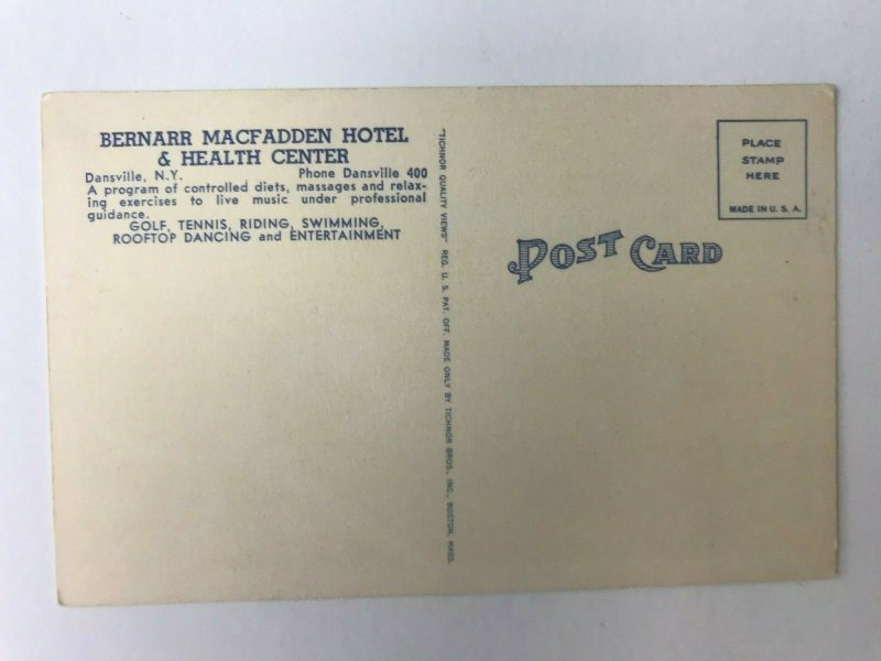 Postcard NY Dansville Bernarr MacFadden Hotel Health Center Recreation c1930's