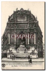 Paris Old Postcard Fountain St. Michel