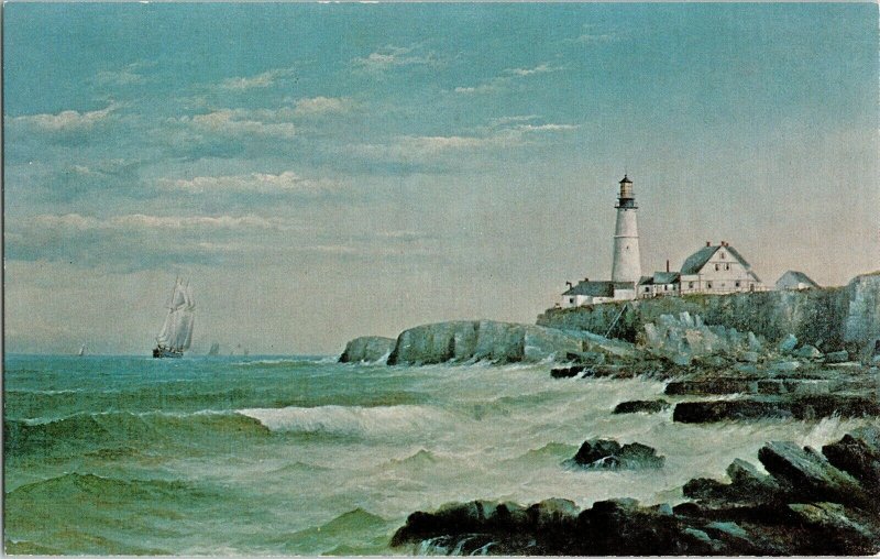 George M Hathaway Portland Head Light Museum Art Ship Postcard Unposted Dexter 