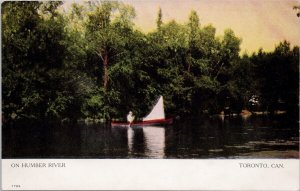 Humber River Toronto Ontario Boat Boating Sail ON Duplex Cancel Postcard E82