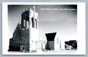 BOWMAN ND METHODIST CHURCH VINTAGE REAL PHOTO POSTCARD RPPC