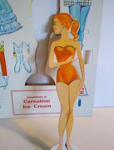 Carnation Ice Cream Paper Doll Betty Various Outfits On Original Header Card 