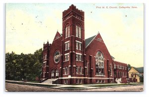 First M. E. Church Coffeyville Kansas c1910 Postcard