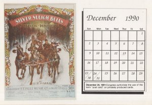 Silver Sleigh Bells Christmas 1906 Ballroom Dance Calendar Postcard