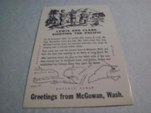 Lewis & Clark /  McGowan, WA //  Unused Postcard  