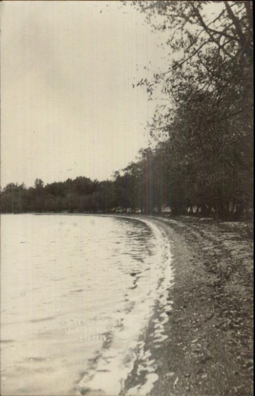 Shore Scene Trees Lake - Waterville MN Cancel 1909 Real Photo Postcard