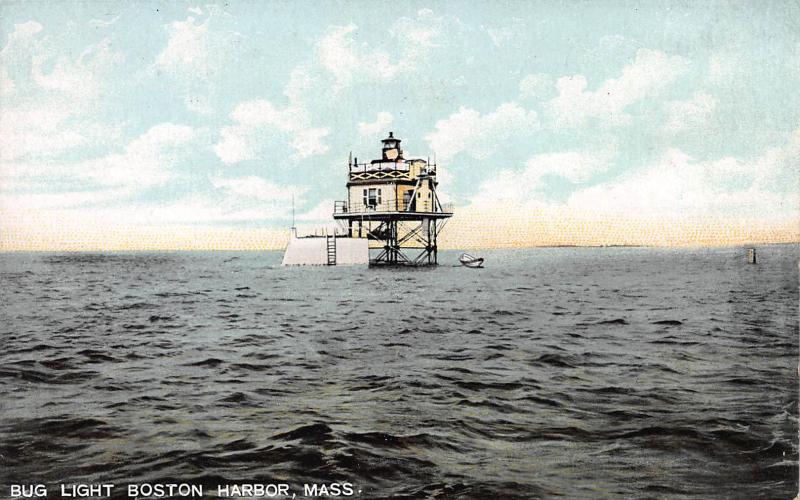 Bug Light Boston Harbor, Massachusetts, Early Postcard, Unused