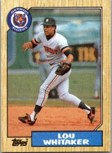 1987 Topps Baseball Card Lou Whitaker Detroit Tigers sk13726