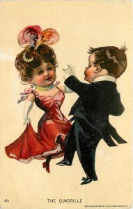 Postcard Odd Looking People Dance the Quadrille 982 The Dances Series 98 Bien