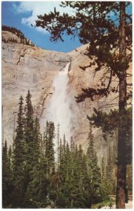 Takakkaw Falls, Yoho National Park, BC, Vintage Byron Harmon Chrome Postcard