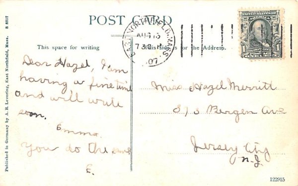 View from Garnet Rock Northfield, Massachusetts Postcard