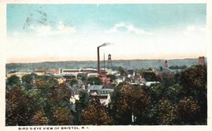 Vintage Postcard Bird's Eye View Of Sightseeing Panoramic Bristol Rhode Island