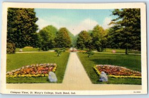 South Bend Indiana IN Postcard Campus St. Mary's College c1940 Vintage Antique