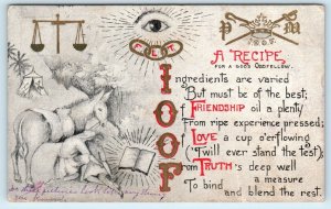 IOOF  ODDFELLOWS Recipe  1911 Fraternal Postcard