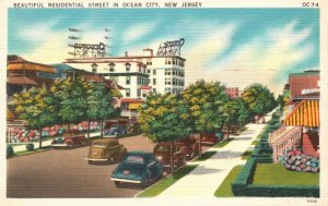 Vintage Postcard 1951 Beautiful Residential Street In Ocean City New Jersey NJ