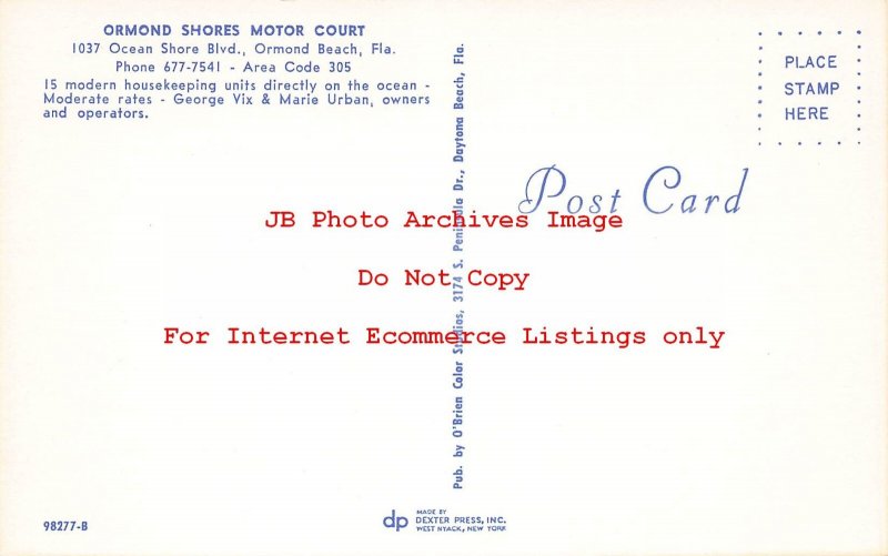 FL, Ormond Beach, Florida, Ormond Shores Motor Court Motel, DP No 98277-B