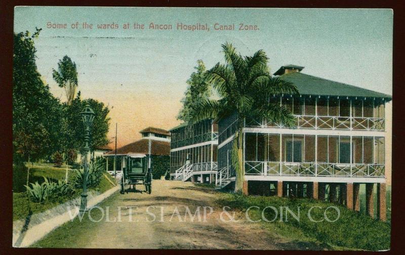 1915 Postcard Wards at Ancon Hopital Canal Zone Panama Canal CZ Stamp B4080