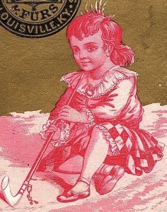 1870's Young Girl Smoking Furs Pipe Preuser & Wellenvoss Trade Card F54