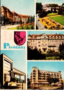 CONTINENTAL SIZE POSTCARD SPA PIESTANY CZECHOSLOVAKIA SUNNY TOWN FOR RHEUMATICS